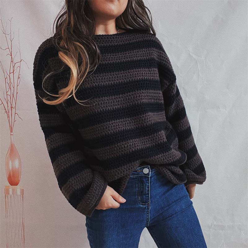Lässiger Gestreifter Strickpullover