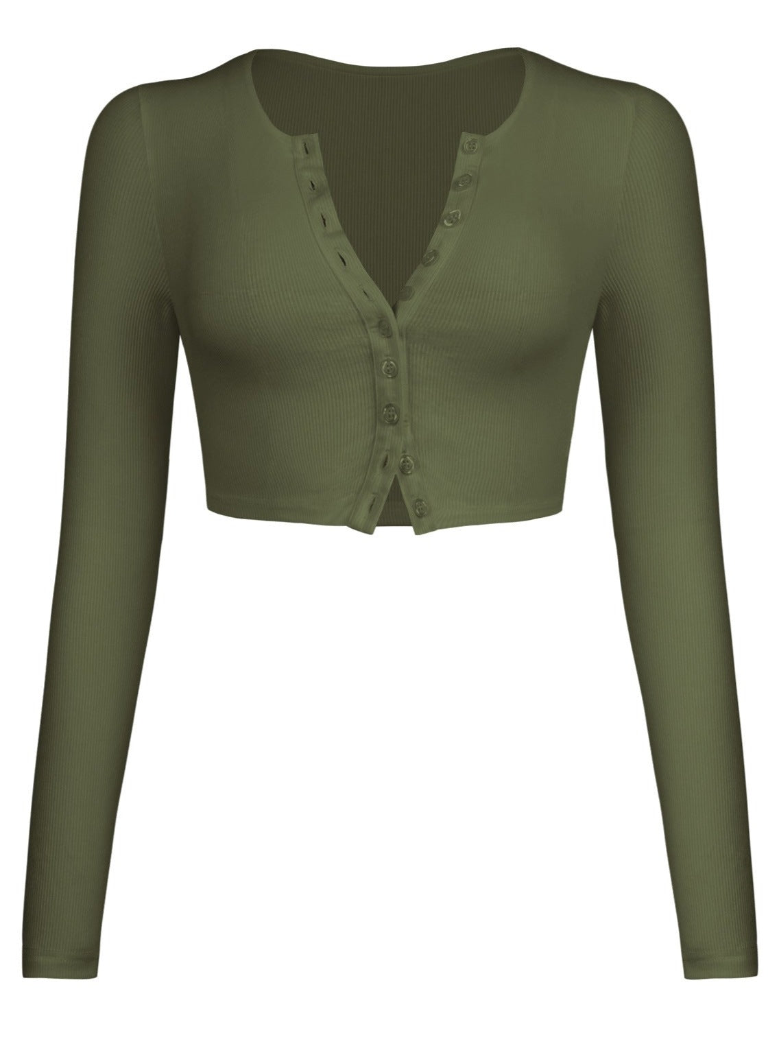 Grüner, langärmliger Strickjacke mit Knöpfen