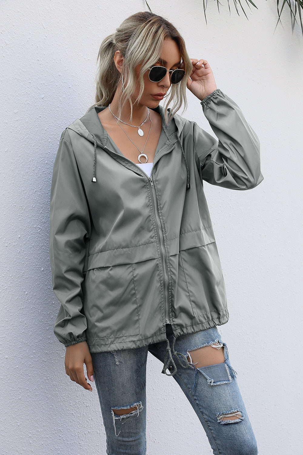 Lässige Regenjacke mit Reißverschluss für Damen