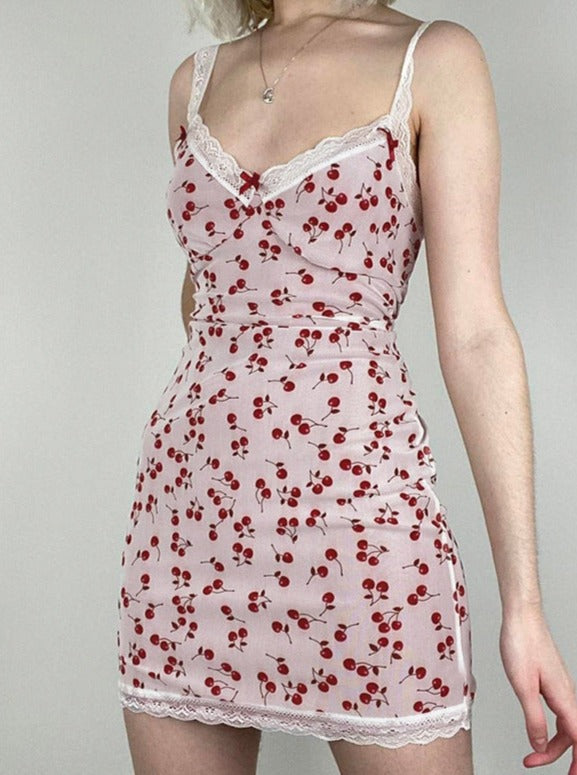 Elegantes, schmales Spitzenkleid mit V-Ausschnitt und Spaghettiträgern