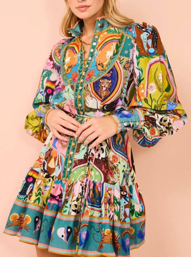 Lässiges, modisches, bedrucktes Cardigan-Temperament, vielseitiges Kleid