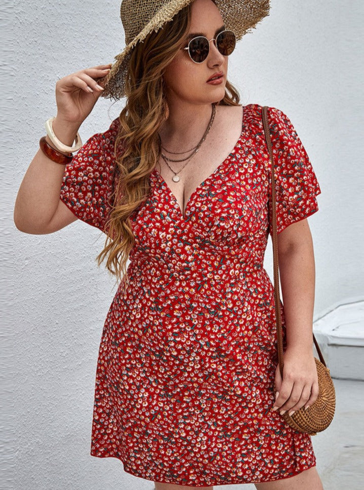 Sommer Beliebte Elegantes V-Ausschnitt Strand Casual Kleid