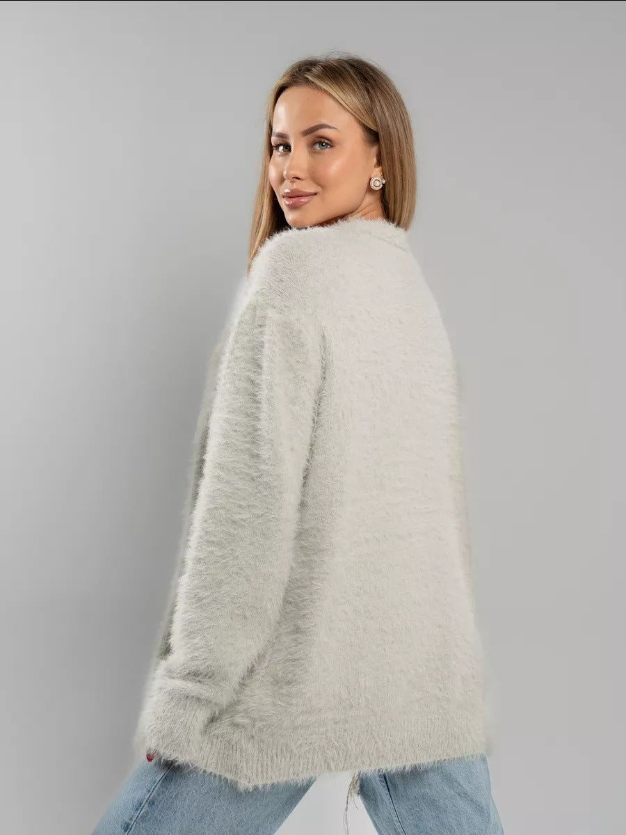 Eleganter, lässiger, flauschiger Cardigan