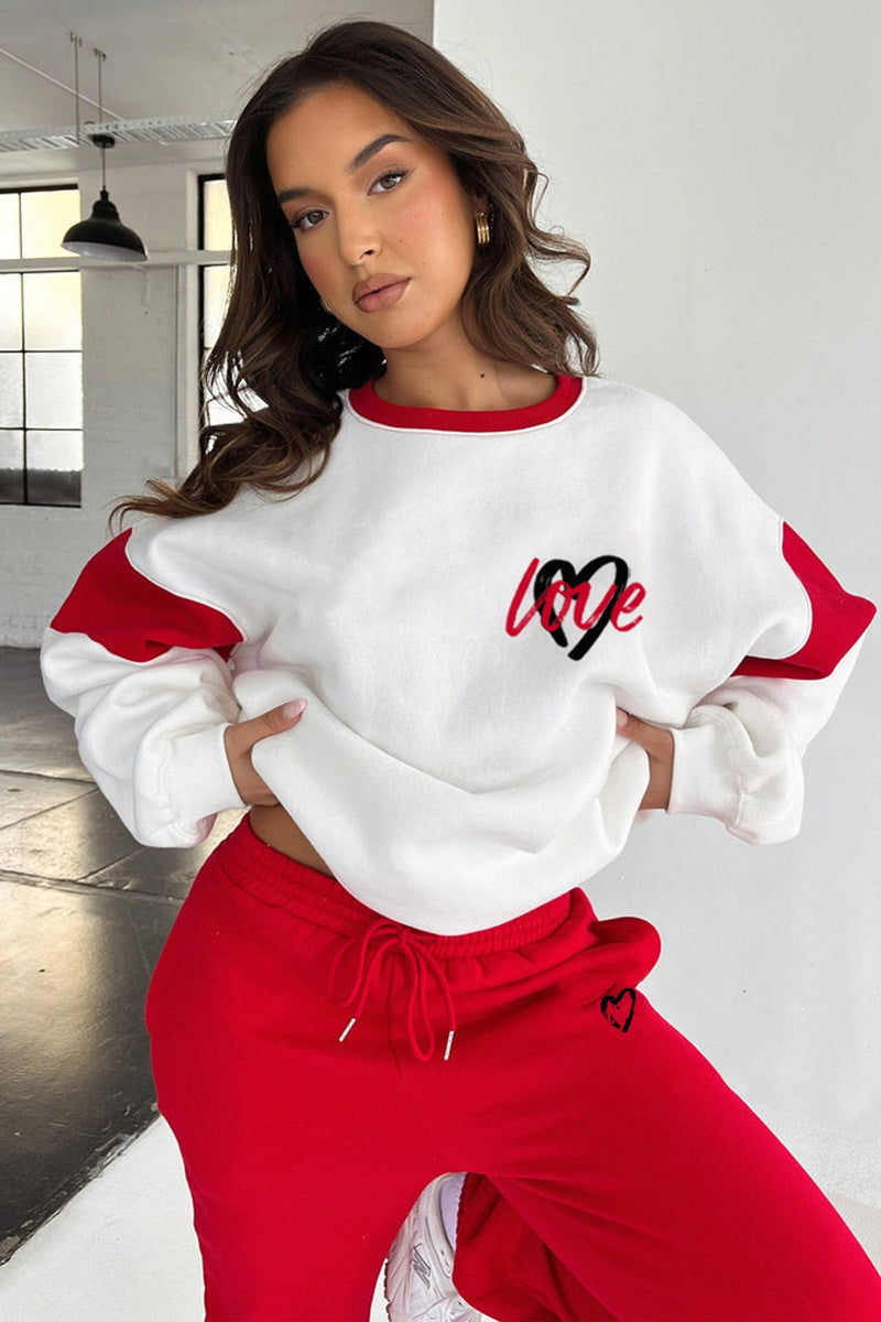 Set aus Sweatshirt und lässiger Hose mit „Love“-Aufdruck für Damen