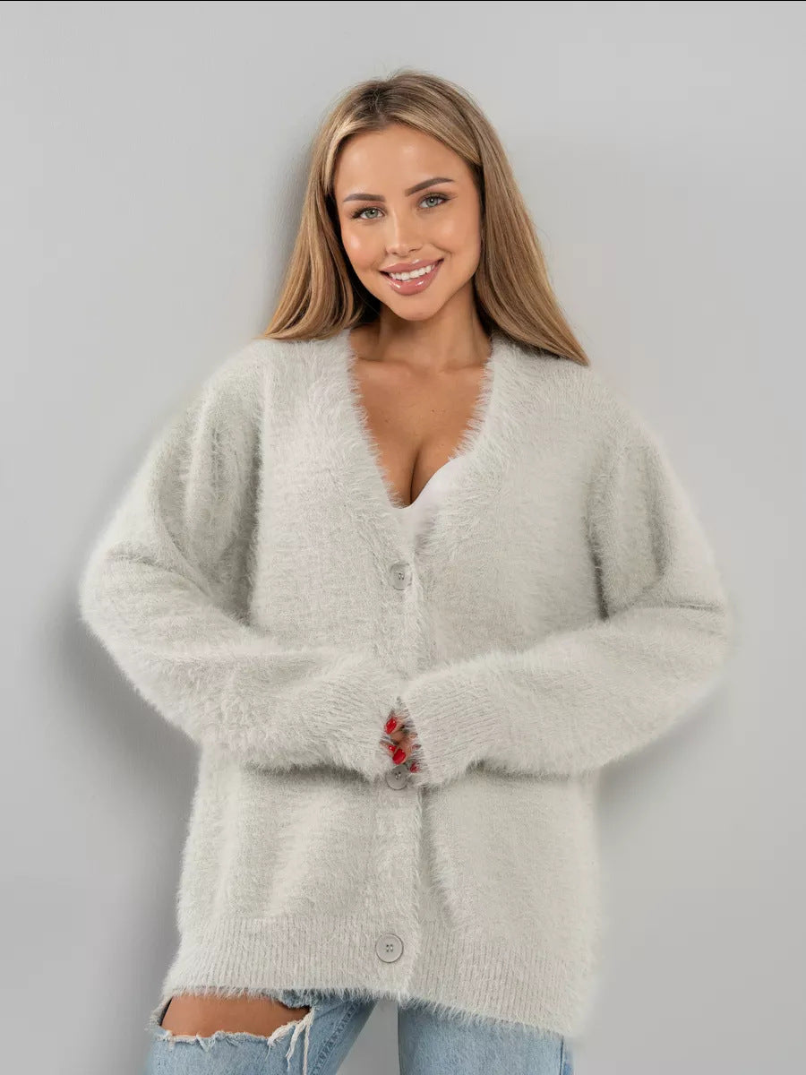 Eleganter, lässiger, flauschiger Cardigan