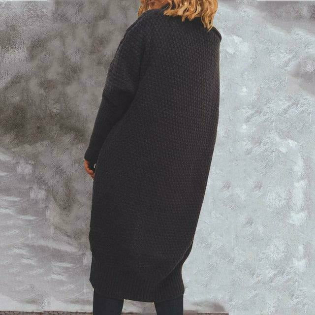 Vintage Solide Lange Strickjacke