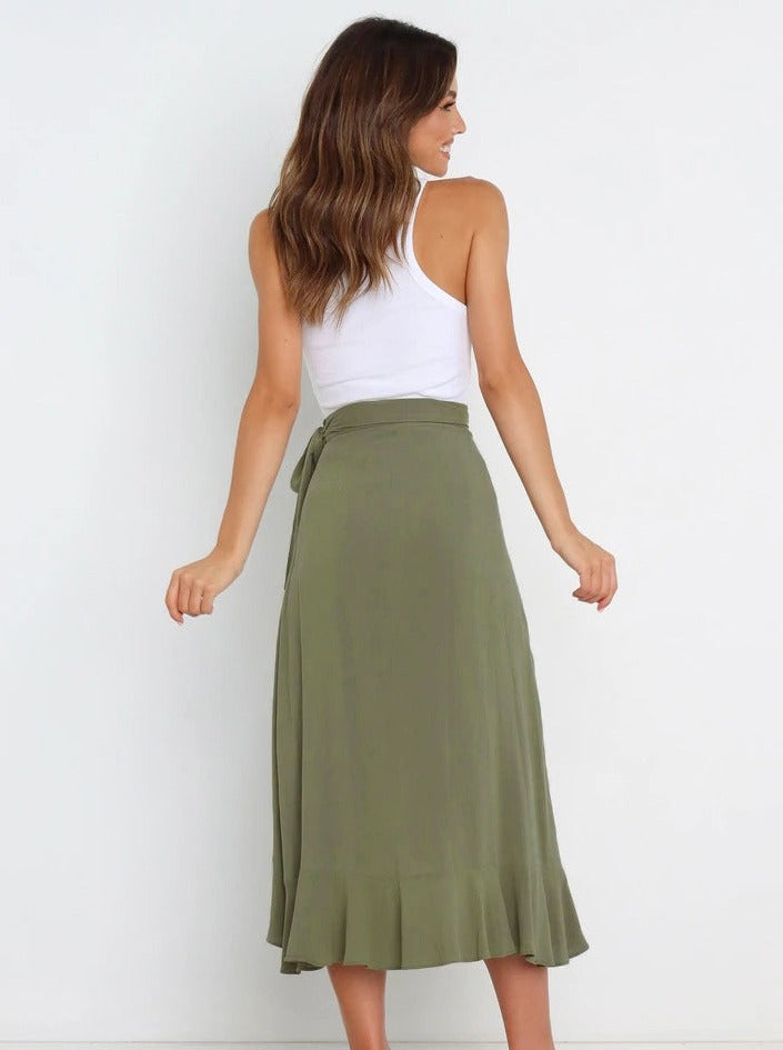 Asymmetrischer Elegantes grasgrüner langer Rock