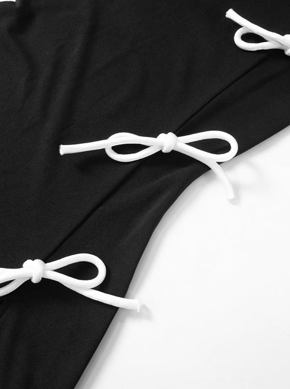 Kleid im chinesischen Stil mit Schleife und Schlitz