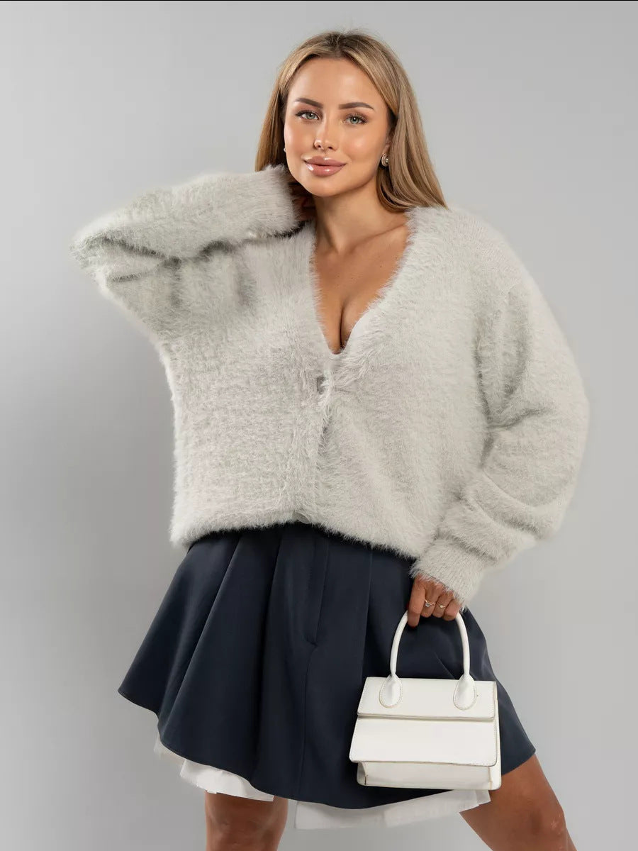Eleganter, lässiger, flauschiger Cardigan