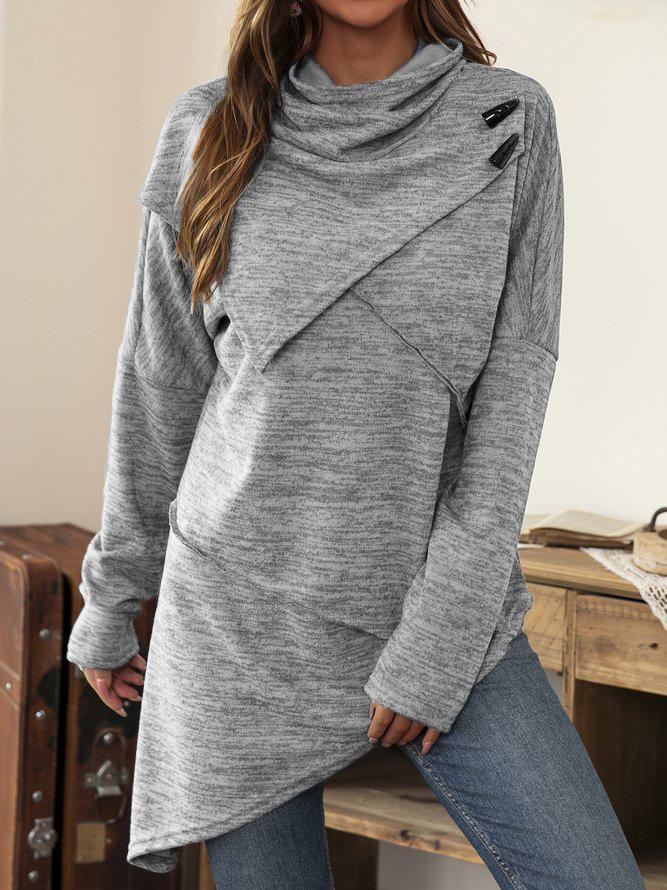 Asymmetrisches Shirt mit elegantem Wasserfallkragen - Liora