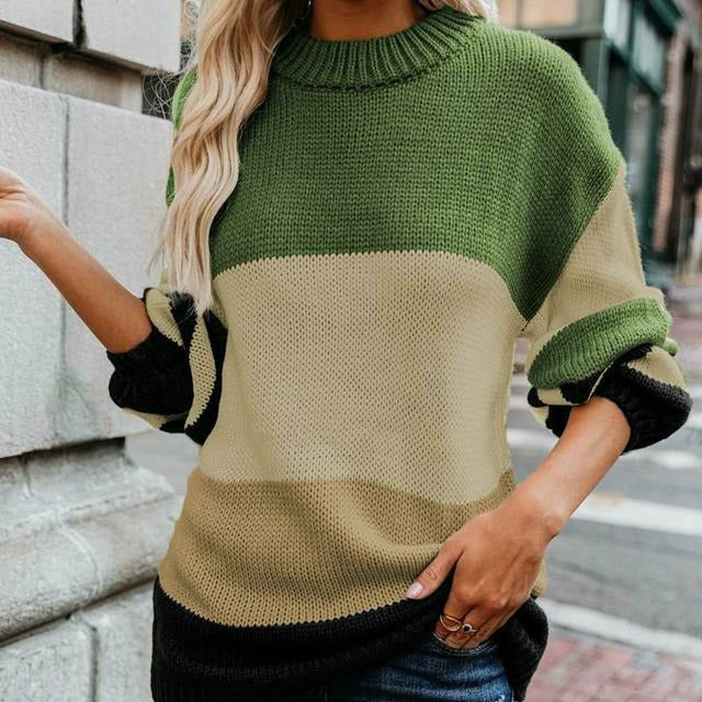 Lässiger Gestreifter Strickpullover