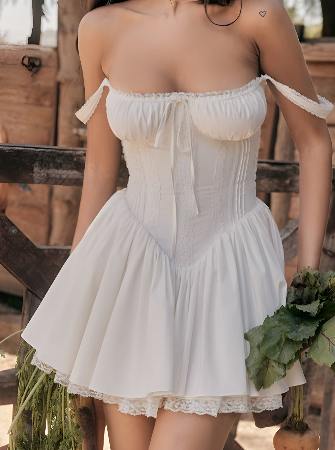 A-Linien-Kleid mit Vintage-Spitzenbesatz