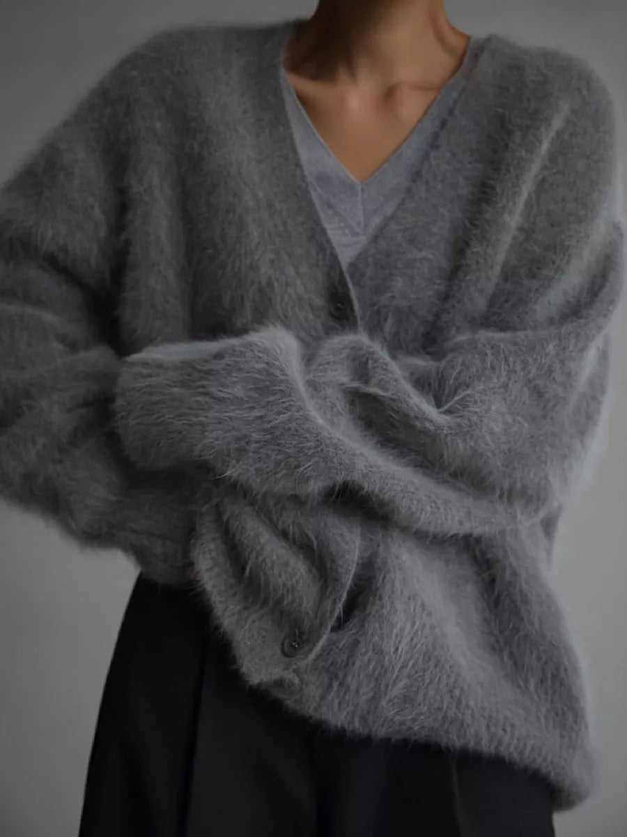 Eleganter, lässiger, flauschiger Cardigan