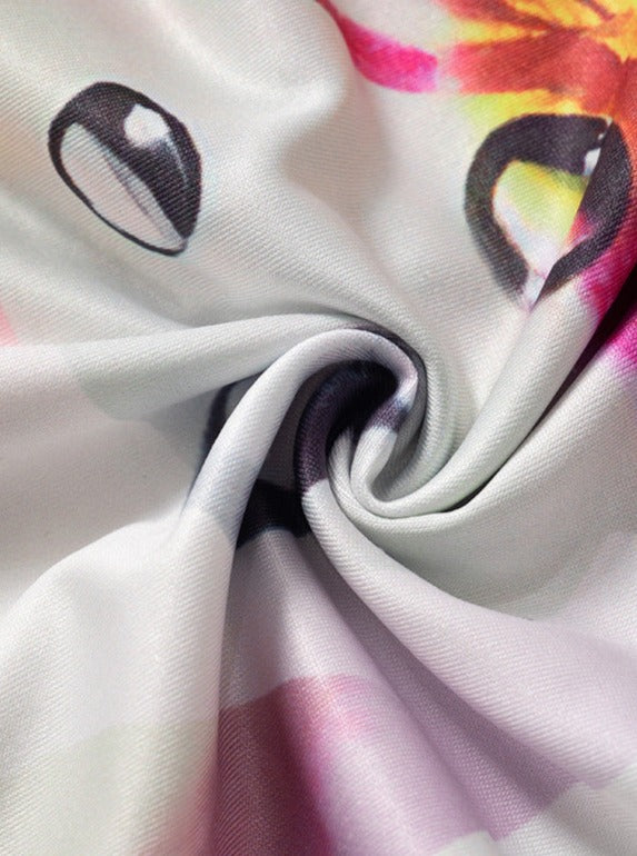 Ärmelloses Maxikleid mit floralem Orchideen-Print