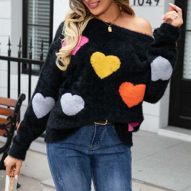 Strickpullover Mit Herzmuster