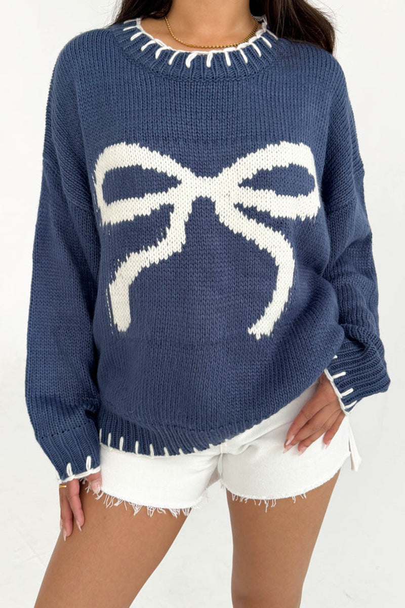 Übergroßer Pullover mit Schleifen-Print