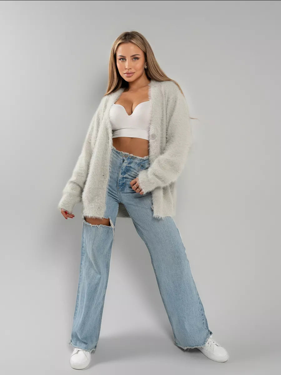 Eleganter, lässiger, flauschiger Cardigan