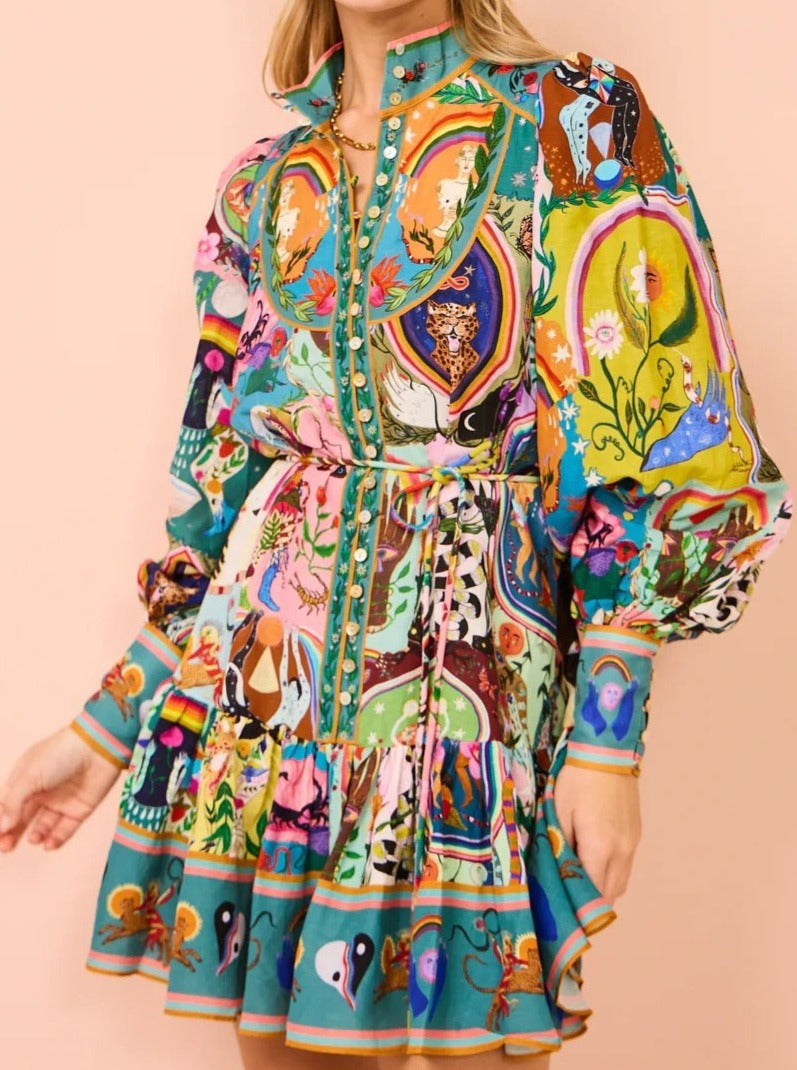 Lässiges, modisches, bedrucktes Cardigan-Temperament, vielseitiges Kleid