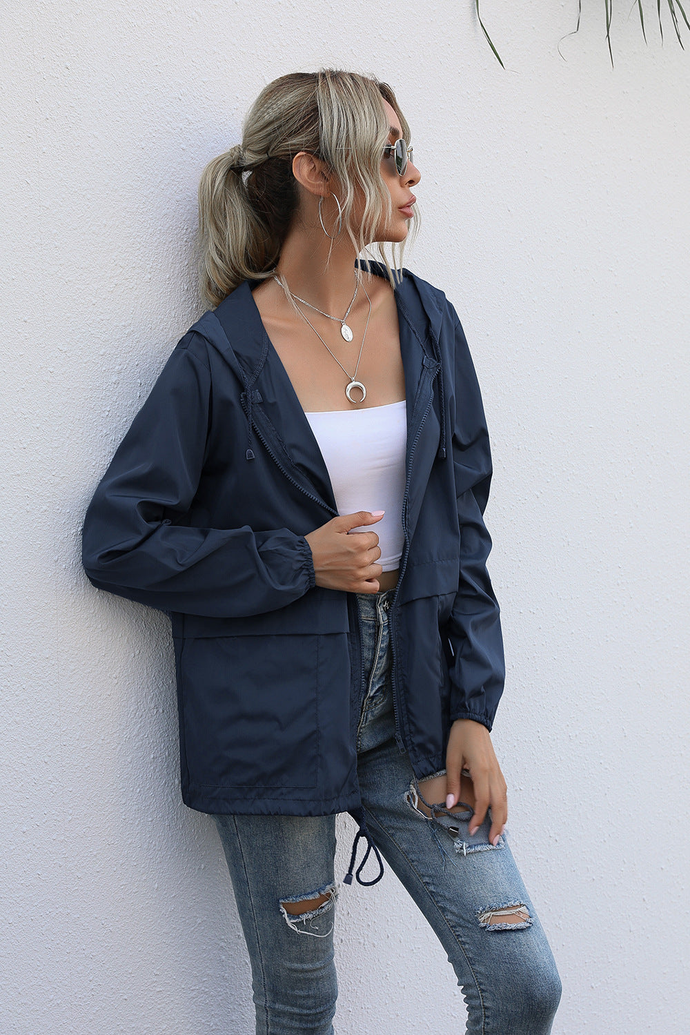Lässige Regenjacke mit Reißverschluss für Damen