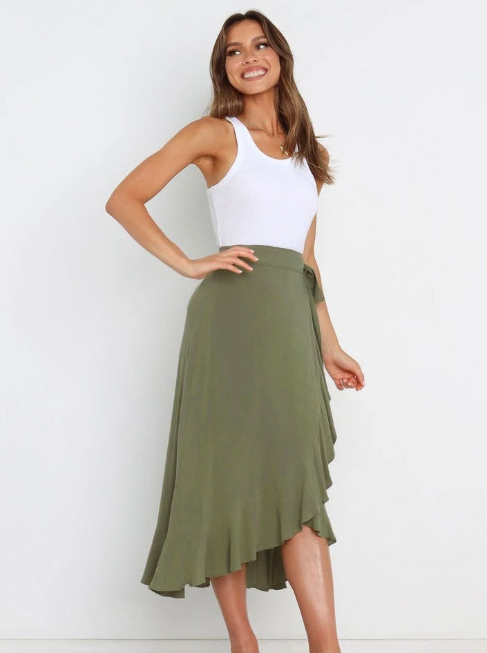 Asymmetrischer Elegantes grasgrüner langer Rock