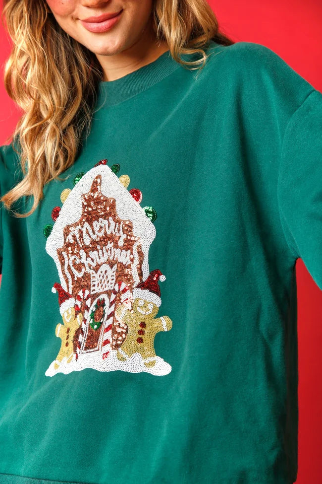Festlicher Lebkuchenhaus Weihnachtspullover