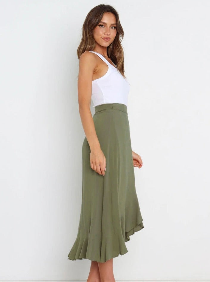 Asymmetrischer Elegantes grasgrüner langer Rock