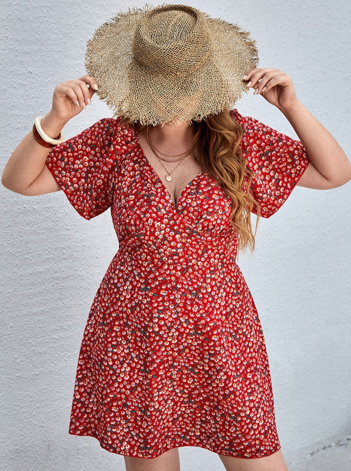 Sommer Beliebte Elegantes V-Ausschnitt Strand Casual Kleid