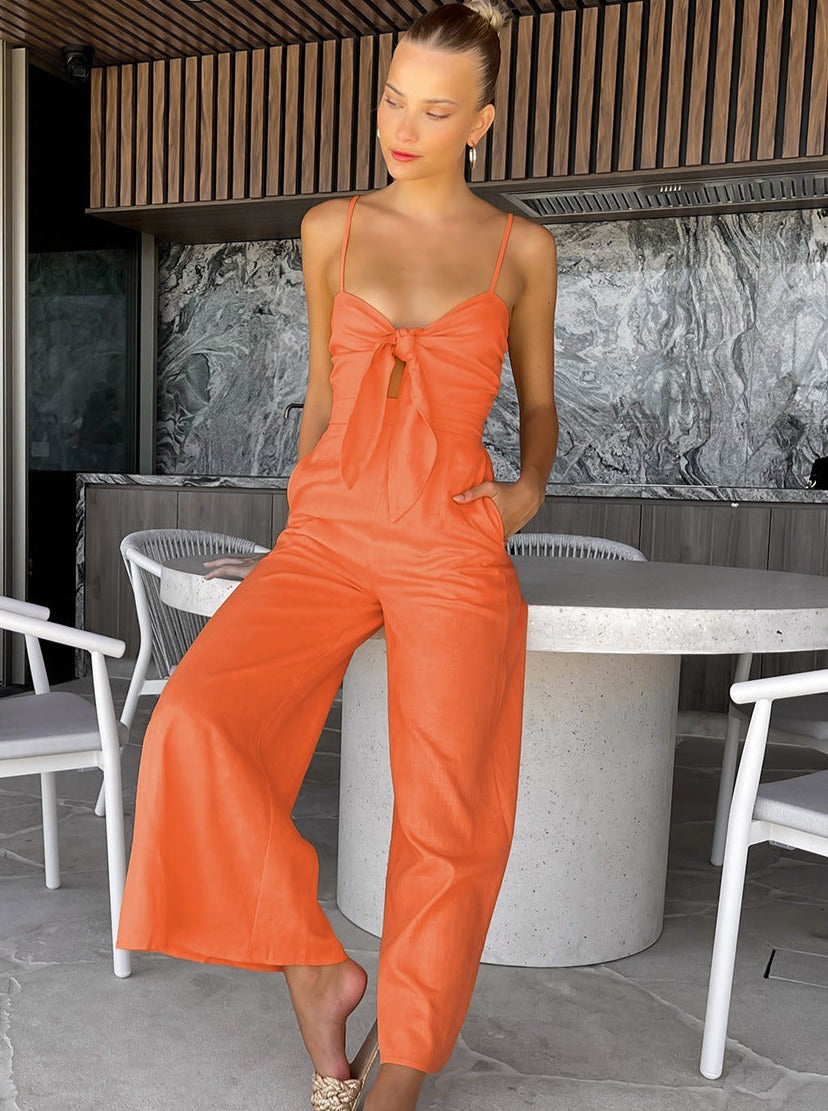 Jumpsuit mit Bändern in verkaufter Farbe