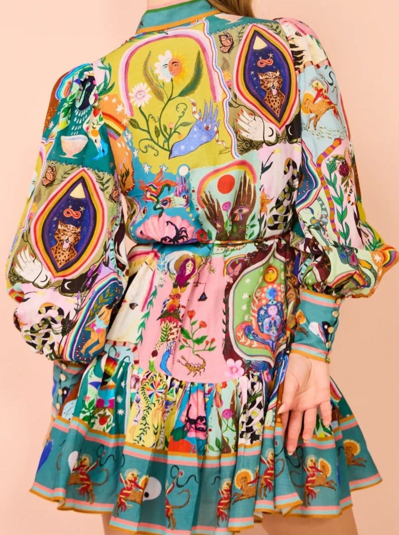 Lässiges, modisches, bedrucktes Cardigan-Temperament, vielseitiges Kleid