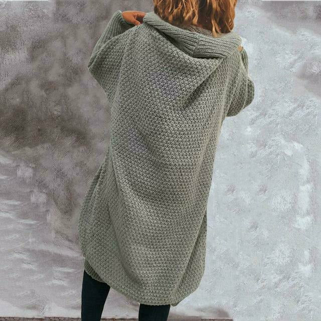 Vintage Solide Lange Strickjacke