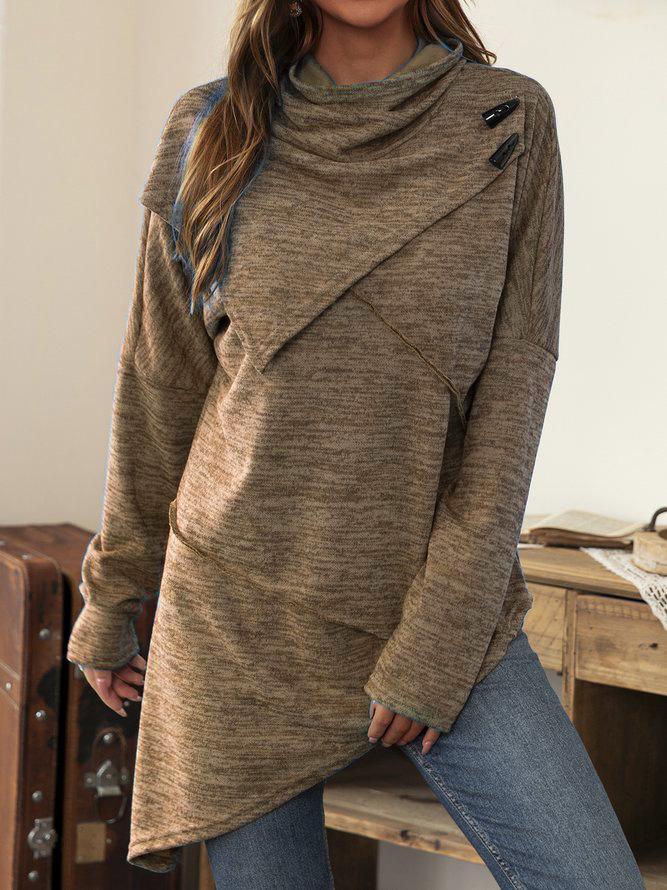 Asymmetrisches Shirt mit elegantem Wasserfallkragen - Liora