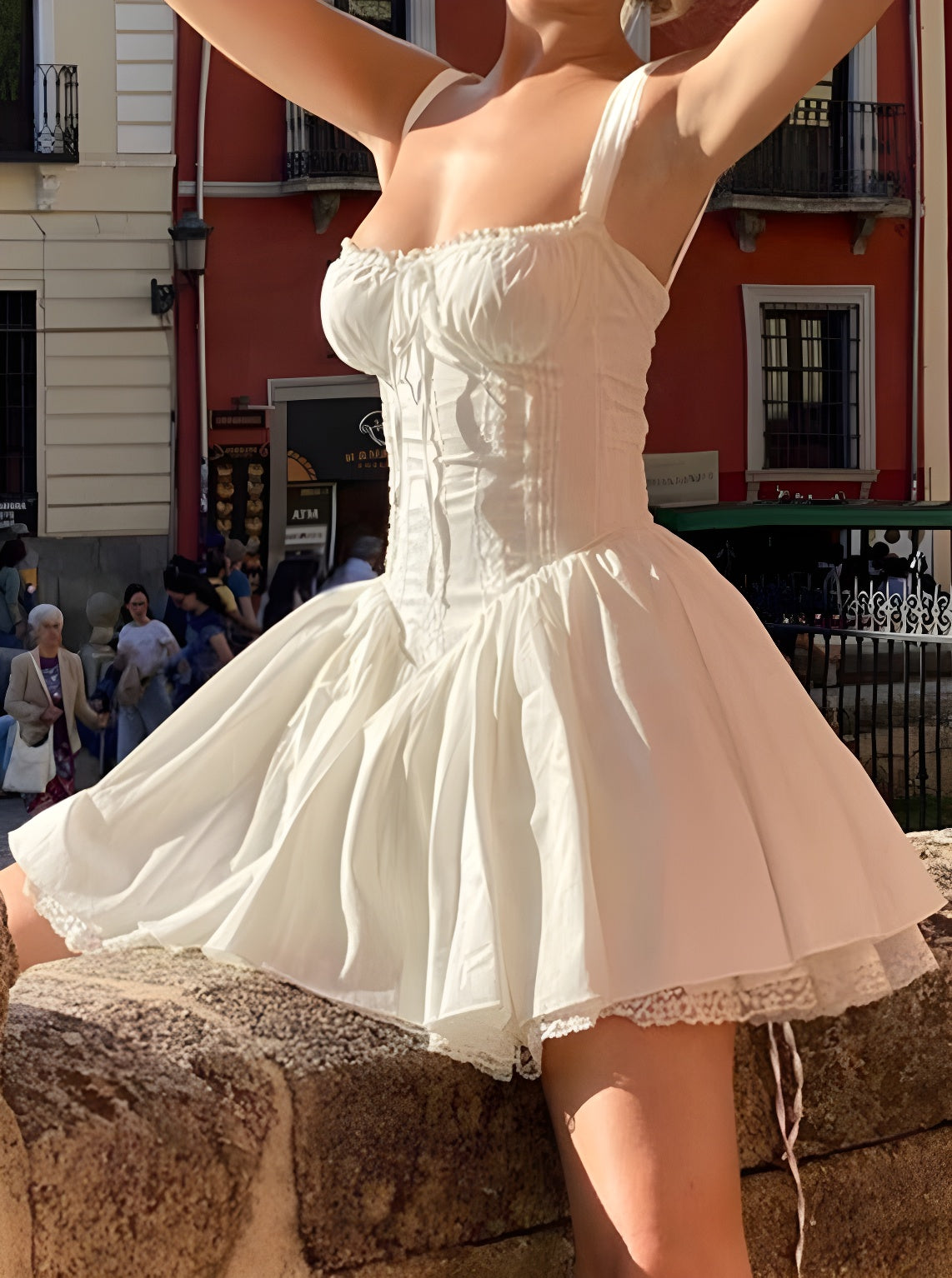 A-Linien-Kleid mit Vintage-Spitzenbesatz