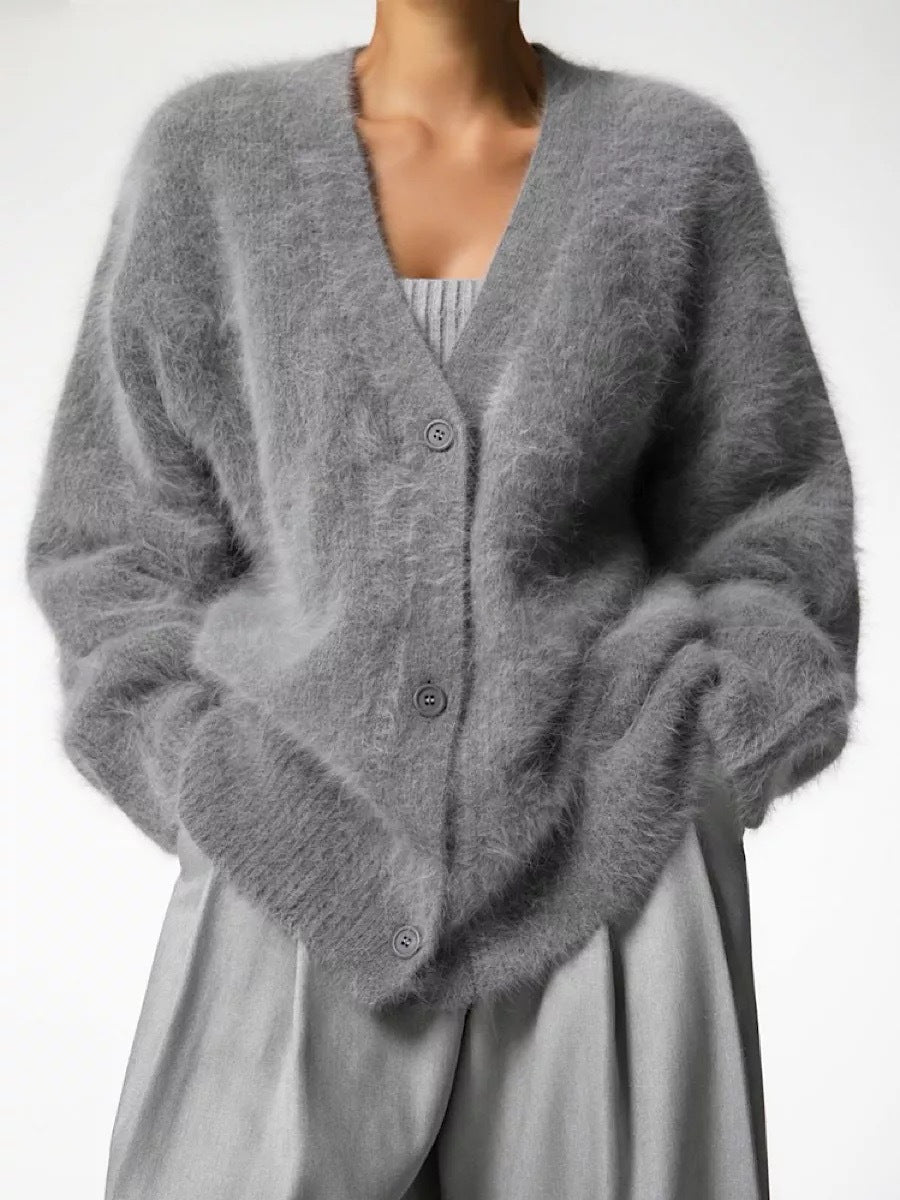 Eleganter, lässiger, flauschiger Cardigan