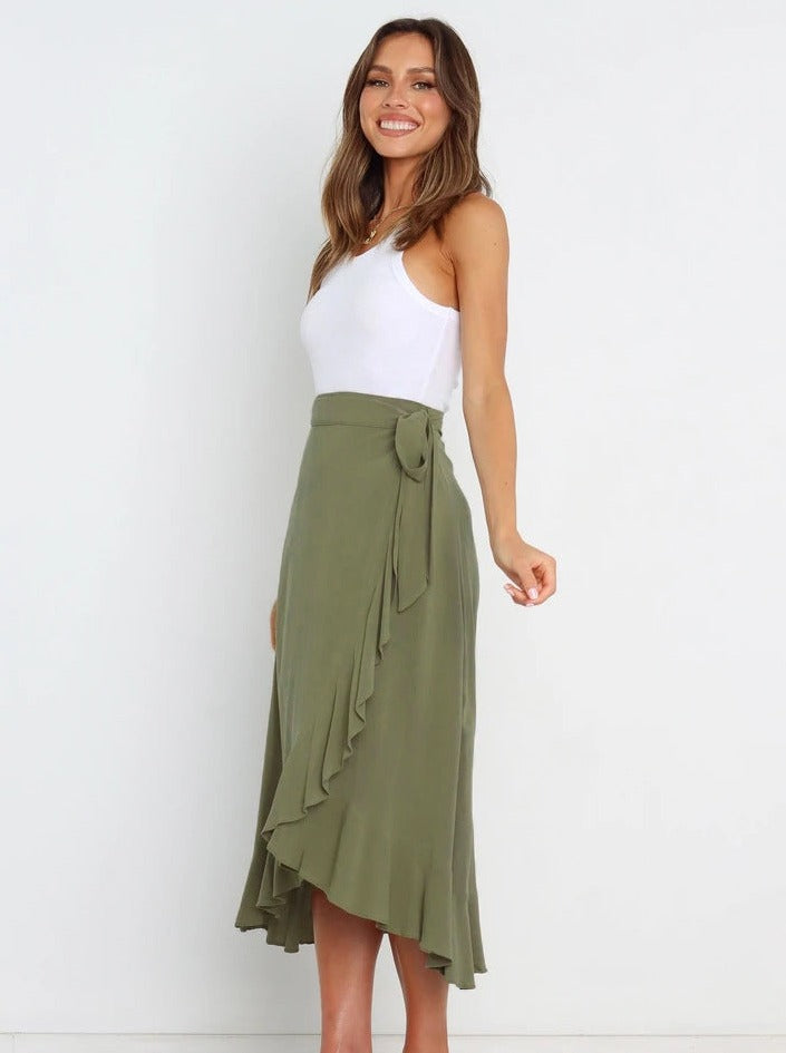 Asymmetrischer Elegantes grasgrüner langer Rock