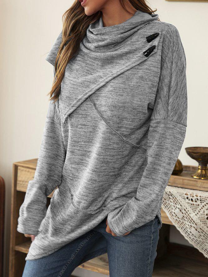 Asymmetrisches Shirt mit elegantem Wasserfallkragen - Liora