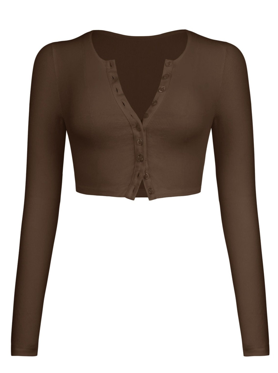 Braune Strickjacke mit langen Ärmeln und Knöpfen