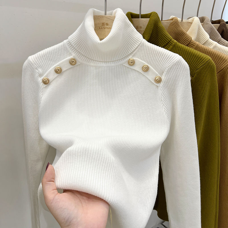 Tilia™ | Gerippter Rollkragenpullover mit Knopfleiste