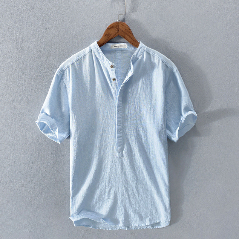 Herren Kurzarm Leinenhemd Knopfleiste Sommer Look – Virello