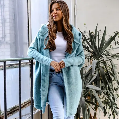 Perlahana | Damen Lange Winter Strickjacke | Warme