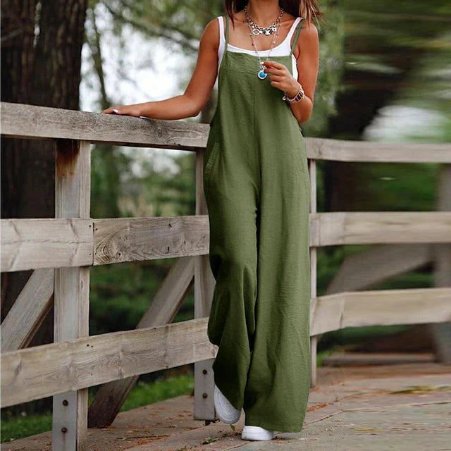 Claire - Schwarzer Leinen Oversized Jumpsuit