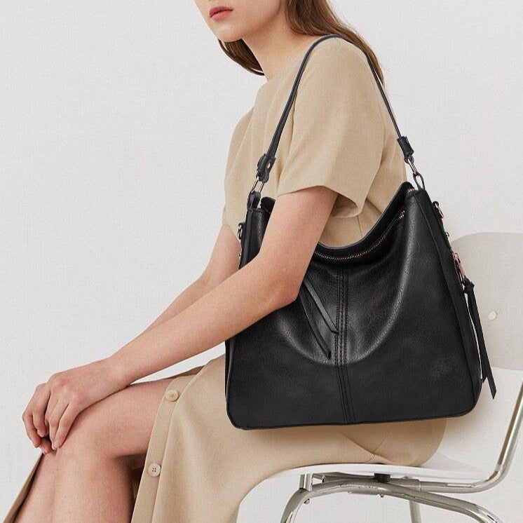 Freya | Elegante Leder-Einkaufstasche mit großem Fassungsvermögen