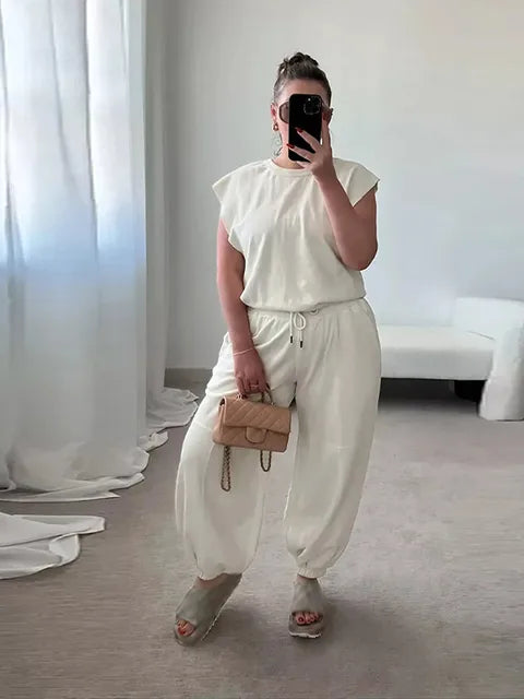 Jade - Gelbgrüner Lässiger Ärmelloser Jumpsuit