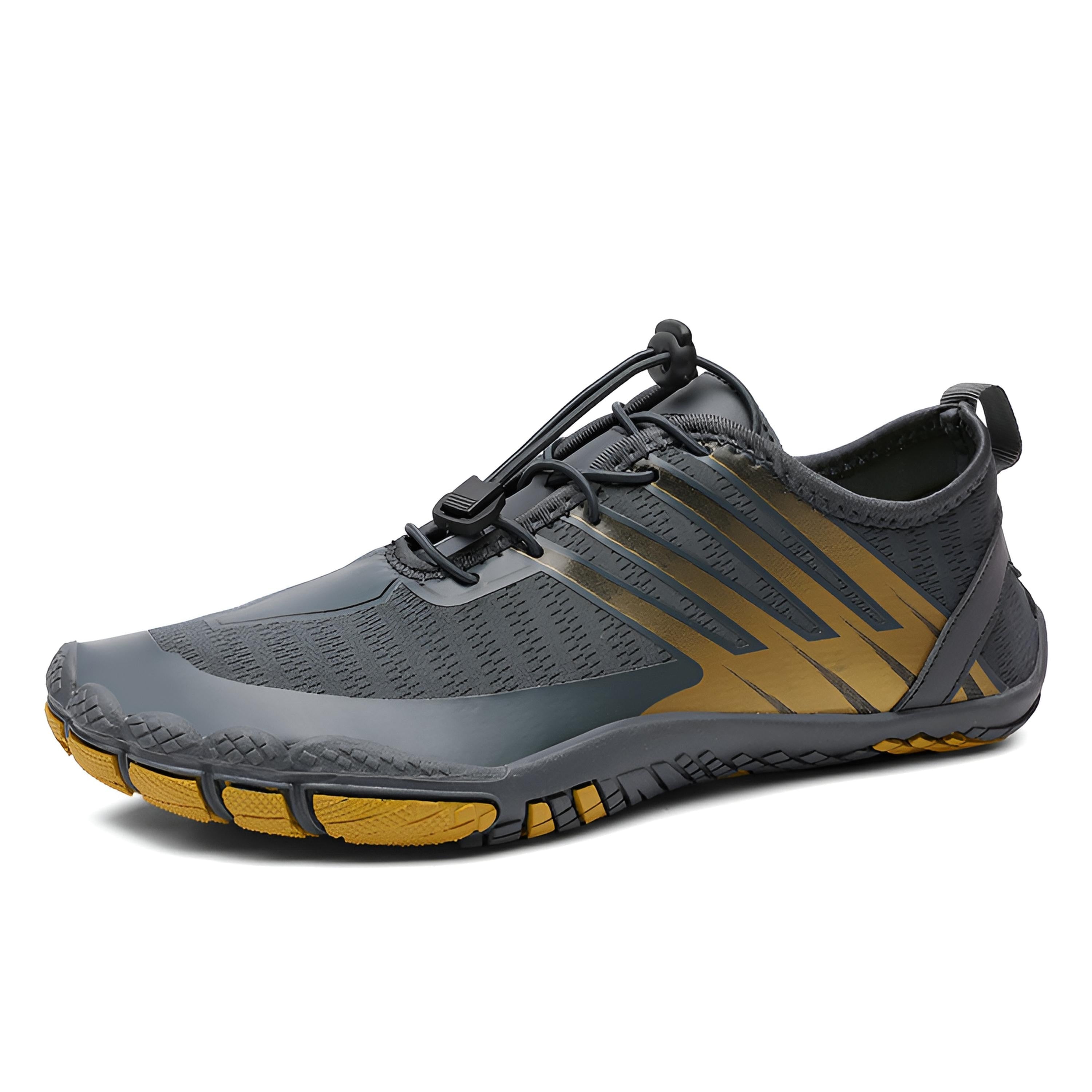 Leo - Grau/Gelbe Herren Barfußschuhe