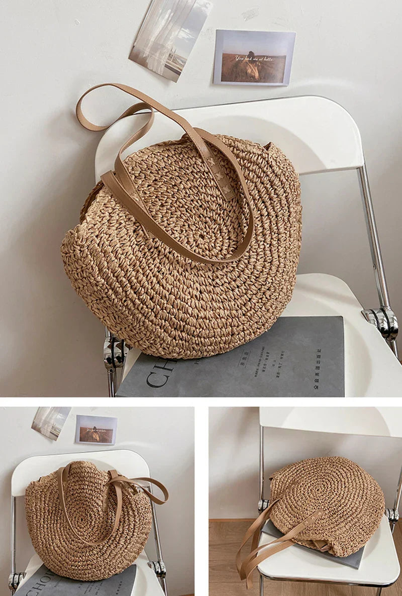 Handgefertigte elegante multifunktionale Strohhandtasche