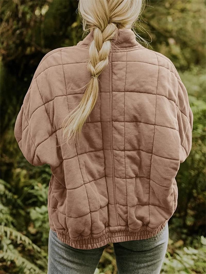 Damen stylische Winterjacke im Raster-Muster