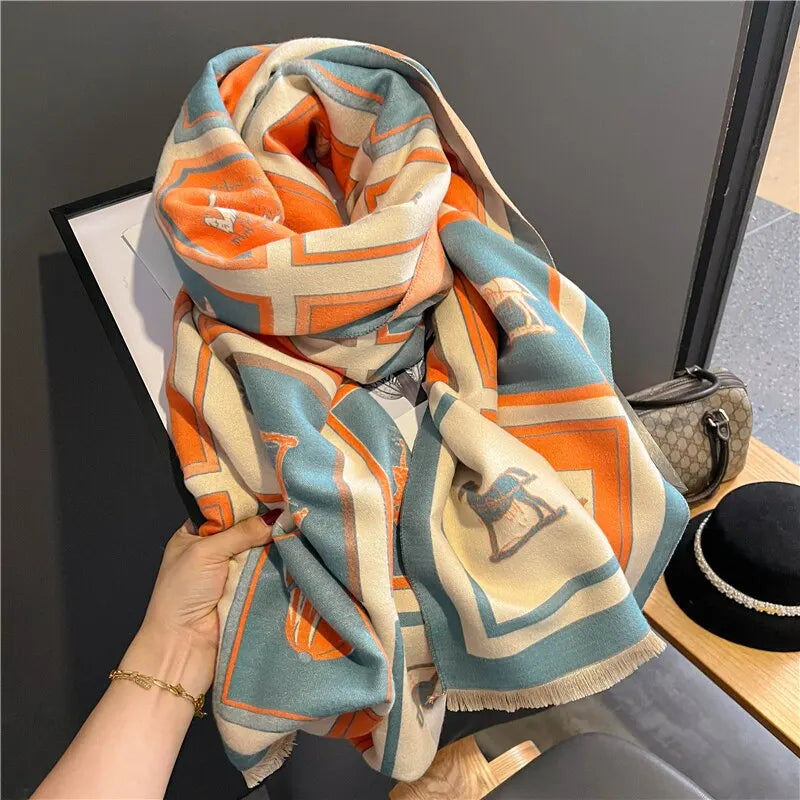 Kaschmir Schal Winter Warm & Weich mit Quasten – Lena