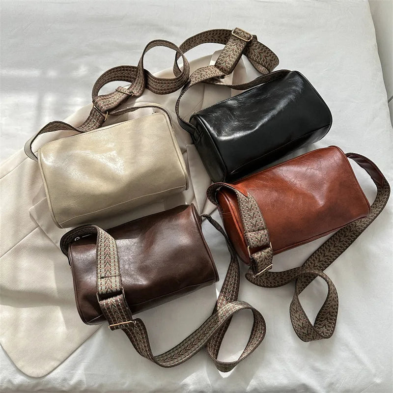 Brunhilde™ | Vintage PU Leder Umhängetasche mit gewebtem verstellbarem Riemen