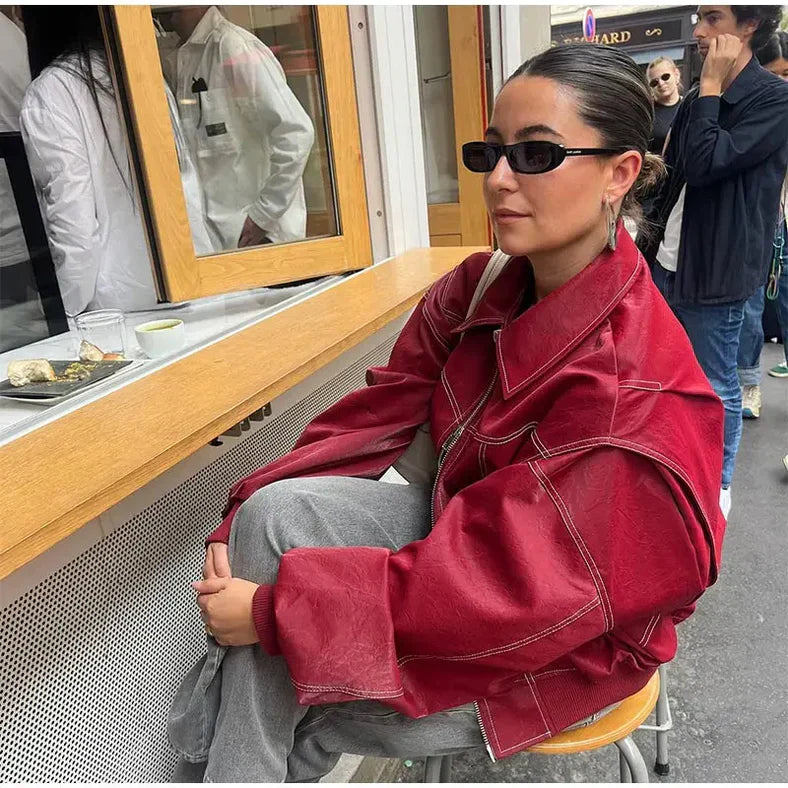 Faye™ - Übergroße Leren Jas