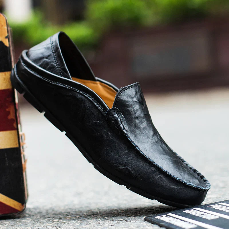 Logan | Leder loafers herren atmungsaktiv und rutschfest