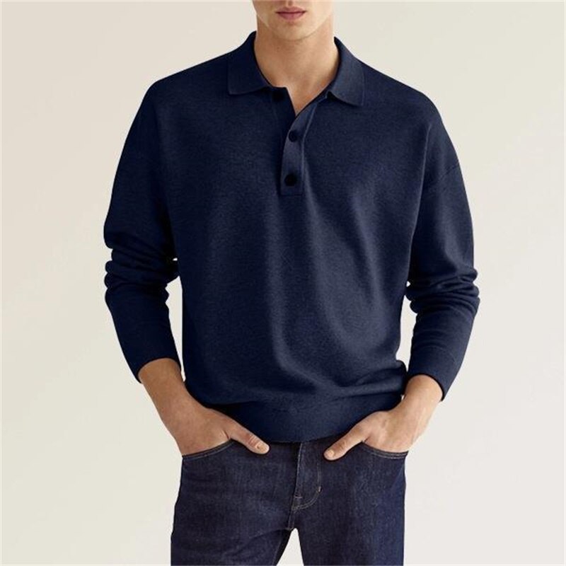 Langarm-Poloshirt für Herren mit weichem Stoff – Kai
